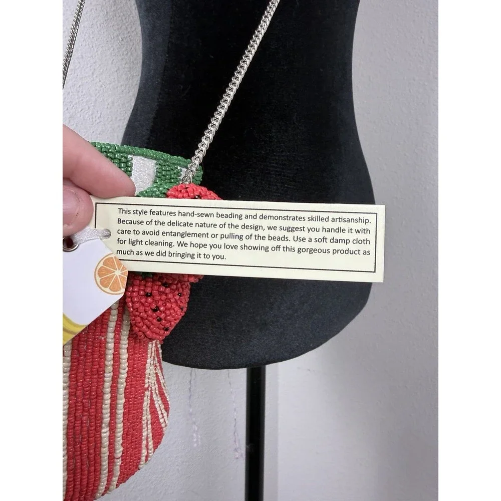 Hand-Beaded Strawberry Jam Bag Handmade Beaded Purse Made in India NWT Viral bag - Picture 5 of 12